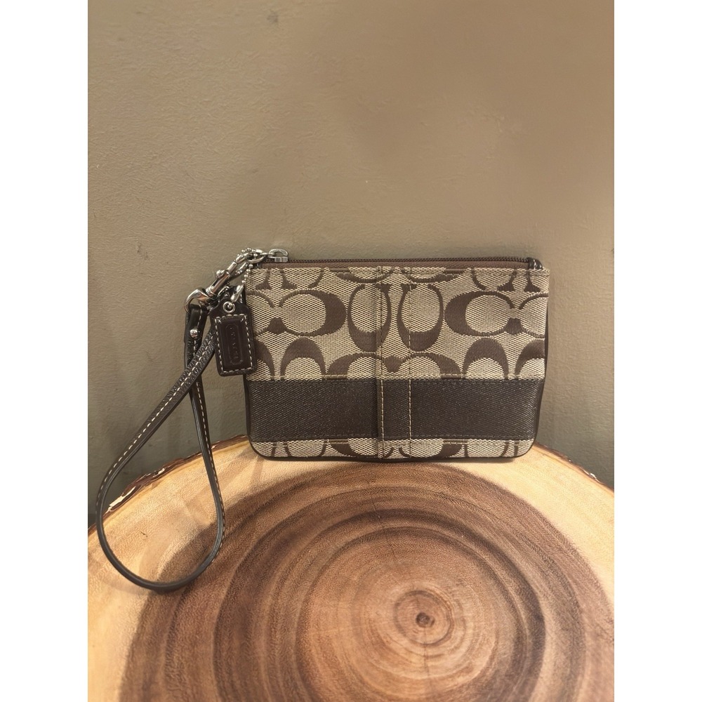 Coach 2006 Legacy Signature Stripe Brown Wristlet